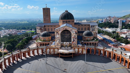 Shrine Of Our Lady Aparecida At Aparecida In Sao Paulo Brazil. Religious Temple Scenery. Cultural Heritage. Aparecida At Sao Paulo Brazil. Catholic Shrine Skyline. Religion Background.