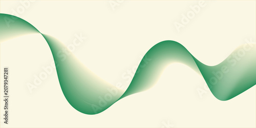 Abstract flowing green wave on a light background.