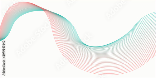 Abstract flowing wave lines in gradient colors on a white background.