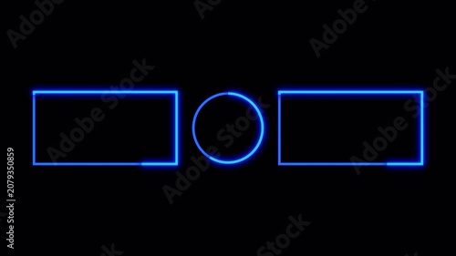 Blue Neon Animated YouTube End Screen Frame with Black Background
