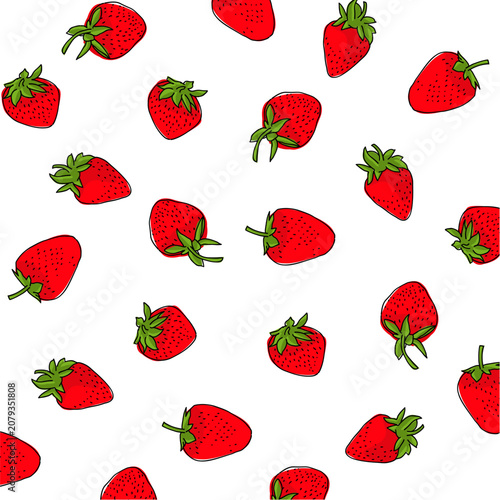 Cuadro en lienzo a bunch of red strawberries are shown in a pattern on white background