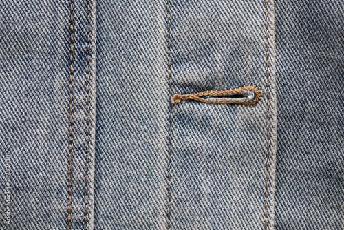 Canvas Print Vertical denim seams and buttonhole detail