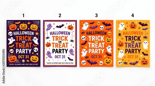Happy halloween trick or treat party invitations for kids