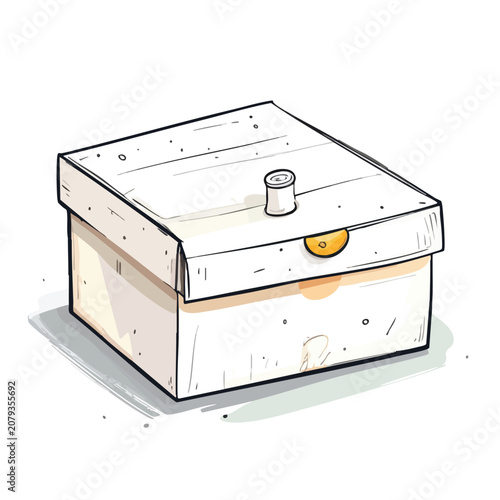 A Simple Hand Drawn Sketch Of A Small Rectangular Storage Box.
