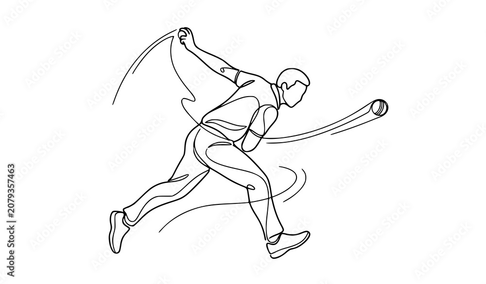 Fototapeta premium Minimal Line Art Athlete Throwing Hammer During Track and Field Sports Competition Dynamic Illustration