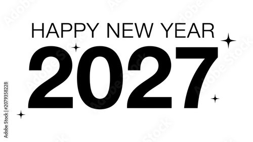 Canvastavla Happy New Year 2027: Bold text announces the arrival of the New Year 2027, adorned with twinkling star accents, symbolizing hope and celebration