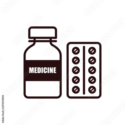 Medicine Bottle and Blister Pack Line Icon