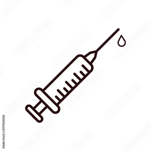 Medical Syringe Line Icon – Injection and Vaccination Outline Vector