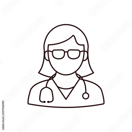 Female Doctor Line Icon