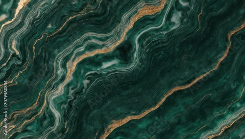 Swirling emerald and gold textured background, elegant and luxurious