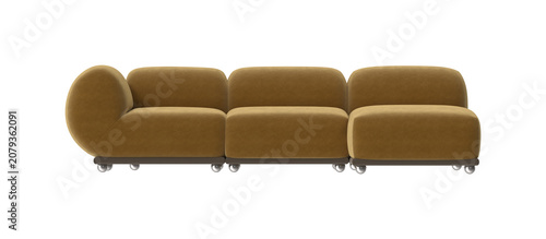Quadro su tela Modern modular sofa with rounded armrest and caster wheels in mustard yellow