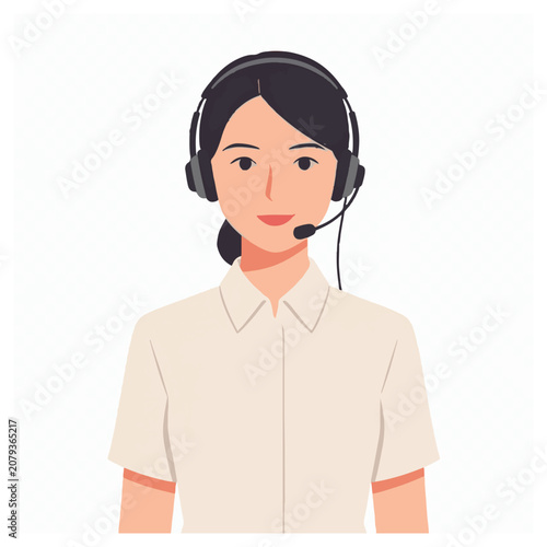 Professional support agent with a headset and microphone, offering customer service and assistance with a friendly expression