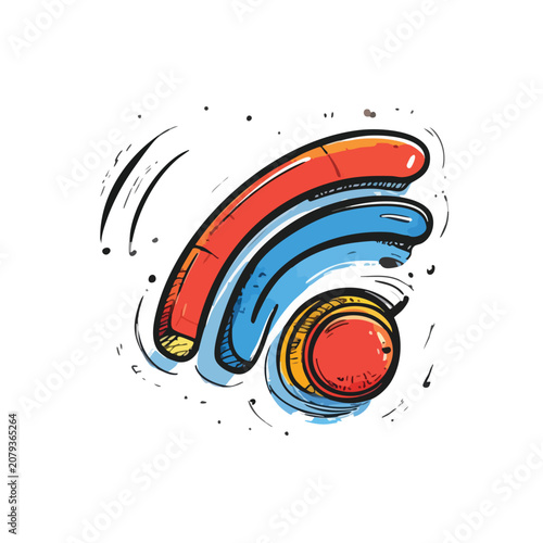 Hand drawn colorful wifi signal symbol illustration.