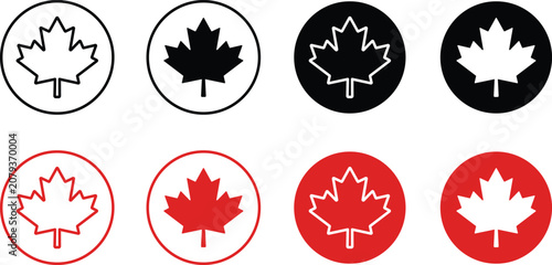 Cuadro en lienzo Maple leaf Canada flag icon set