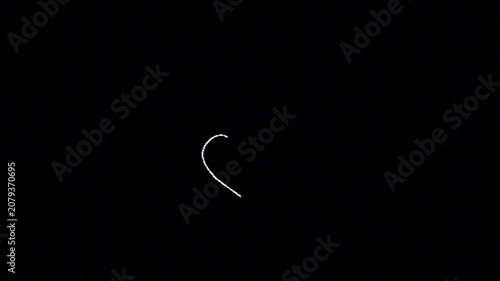Minimalist white line drawing forming a delicate, incomplete heart shape on a stark black background, symbolizing nascent love, connection, or abstract emotion