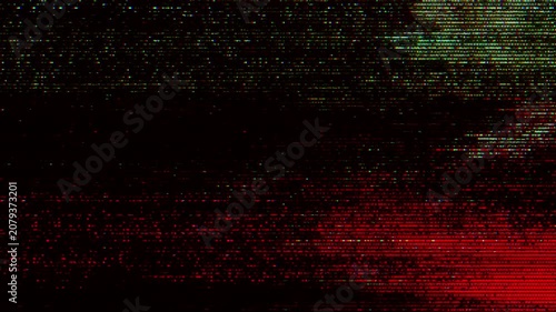 Abstract Red and Green Digital Glitch Background, TV Signal Noise Interference, Malfunctioning Pixel Distortion, Cyberpunk Data Error Texture, Corrupted Electronic Screen Effect