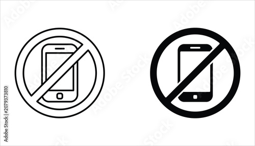 No phone icon set. No smartphone symbol Vector illustration for web design. Isolated on a white background.