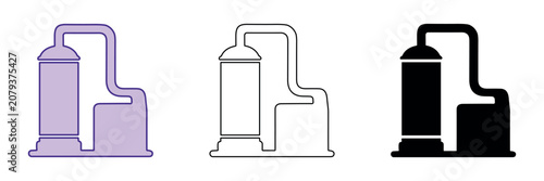 Photos Industrial distillation column icon set for chemical processing and refining
