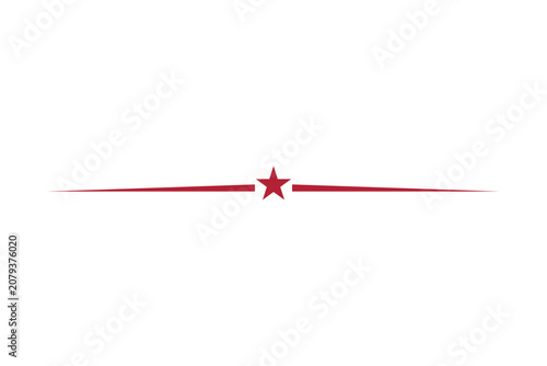 Minimalist red star divider with elegant horizontal lines, ideal for Independence Day, patriotic celebrations, banners, invitations, certificates, backgrounds, and modern graphic designs.