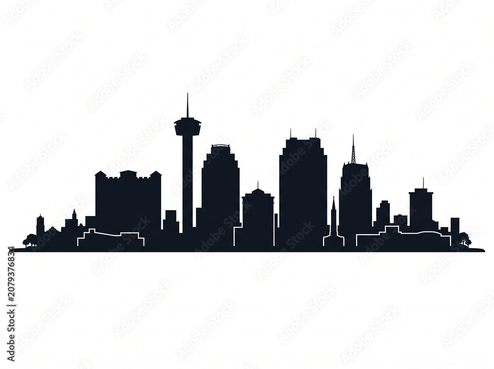 Obraz premium San Antonio Riverwalk vector in minimal travel design