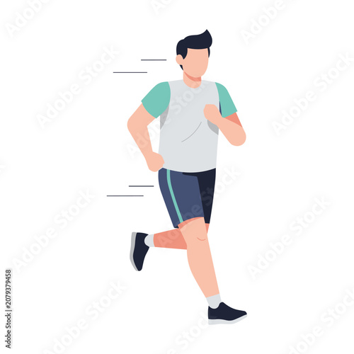 Man running with motion blur during daytime for fitness and healthy lifestyle concept