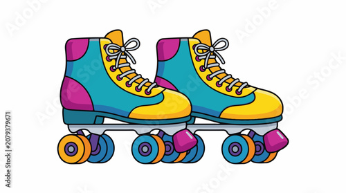 Colorful retro roller skates wheels.