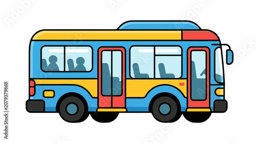 A cartoon-style illustration of a bus