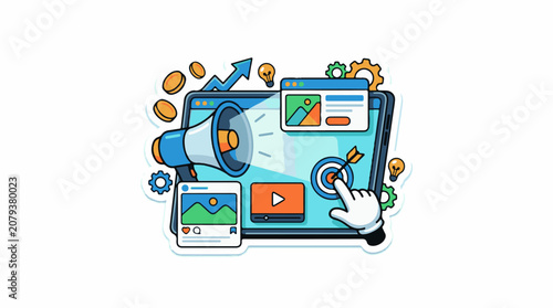 Digital marketing online advertising concept.