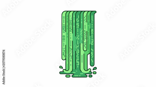 Green slime dripping down surface slowly.