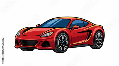 Red sports car on white background.