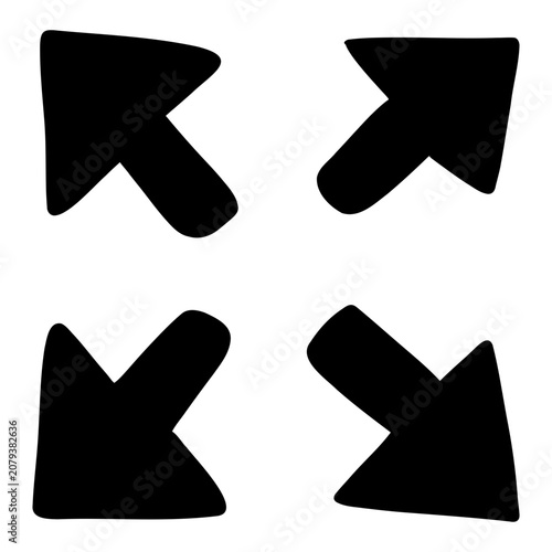 A hand-drawn expand icon for enlarging, maximizing, or entering fullscreen mode.
