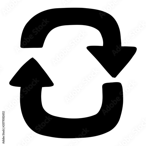 A hand-drawn refresh icon symbolizing reload, synchronization, and updates.