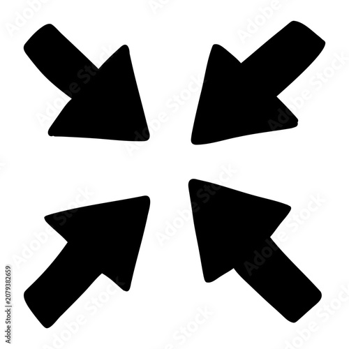 A hand-drawn compress icon representing minimizing or collapsing content inward.