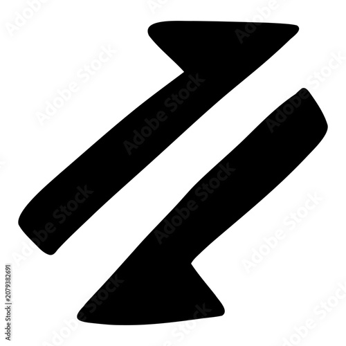A hand-drawn shuffle icon representing random order, switching, or rearranging items.