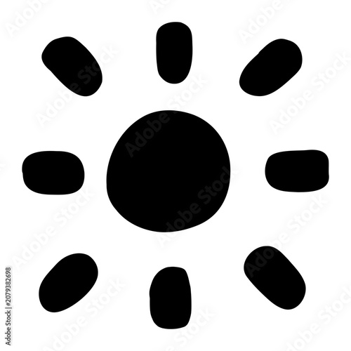 A hand-drawn sun icon representing daylight, brightness, and sunny weather.