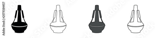 Schilderij op canvas Set of four different styles of trumpet mouthpiece icons
