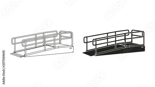 Fotografie Accessible Entry Ramp: A modern, sturdy ramp with handrails offers a pathway for wheelchair users, providing an inclusive and accessible solution for entry