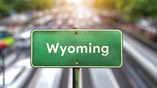 Green highway road signs for the USA, indicating official state border crossings. Welcome to United states of America