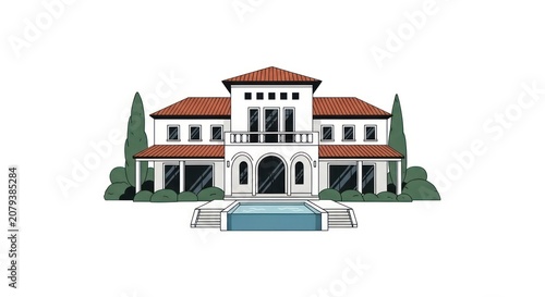 Luxury villa with pool and garden.