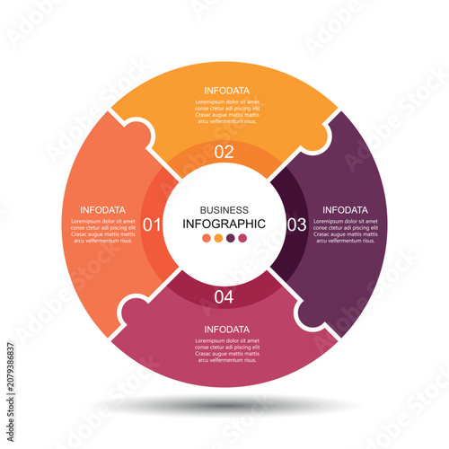 Vector infographic label design with circle infographic template design and 5 options or steps.