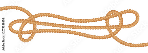 Tableau sur toile Sheepshank rope knot, vector marine string pattern