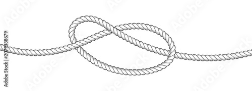 Tableau sur toile Overhand rope knot, vector sailing string pattern