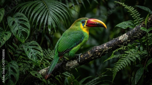 Colorful Toucan On Forest Branch