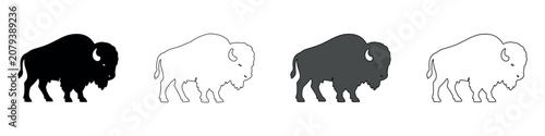 Photos Collection of four bison icons in different styles and colors