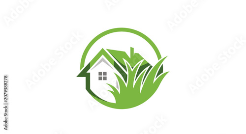 Eco friendly house with green roof.