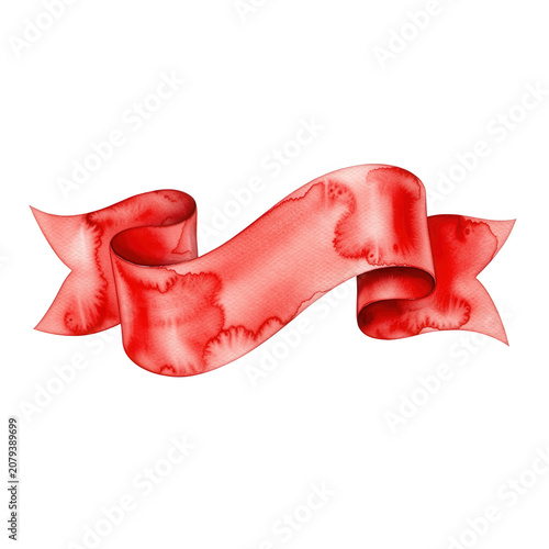Red Watercolor Ribbon Transparent Background
