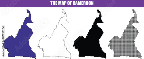 Cameroon map outlines in various fills during a clean presentation Isolated on white background