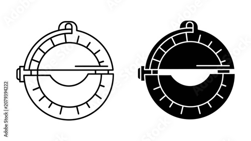 Konstfotografi Navigational Tools: A clear graphic illustration presents two icons of a navigational instrument, one outlined in black and the other a solid silhouette