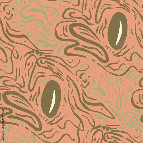Abstract organic seamless pattern with hand-drawn fluid shapes, wavy lines, and doodle motifs. Modern funky background design for textile, wallpaper, and print