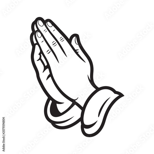 Tablou pe pânză Black and white praying hands profile view